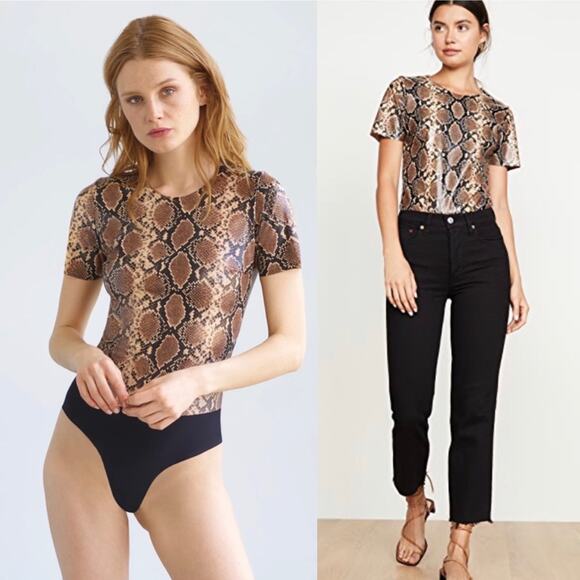 Commando Faux Leather Snakeskin Embossed Bodysuit - Picture 3 of 9